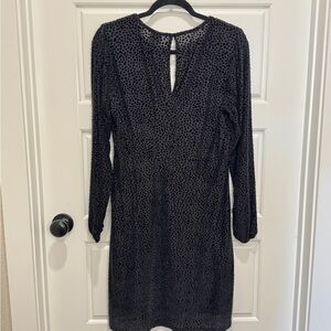 A New Day black Swiss dots flowy V-neck empire waist dress Size S